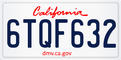 CA license plate 6TQF632