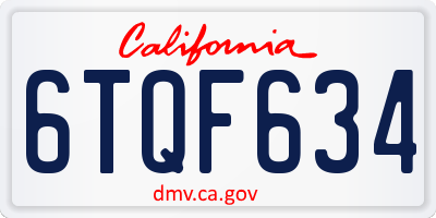 CA license plate 6TQF634