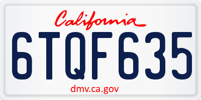 CA license plate 6TQF635