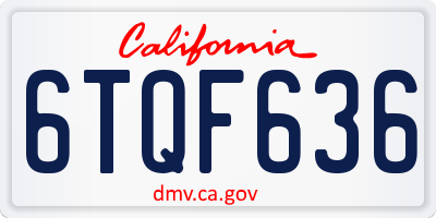 CA license plate 6TQF636