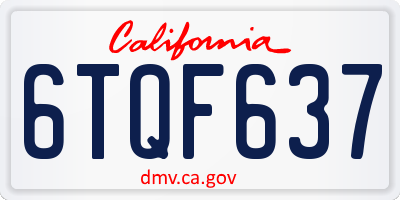 CA license plate 6TQF637