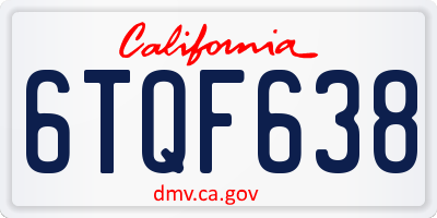 CA license plate 6TQF638