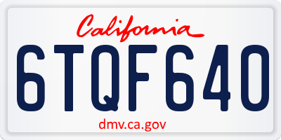 CA license plate 6TQF640