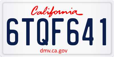 CA license plate 6TQF641