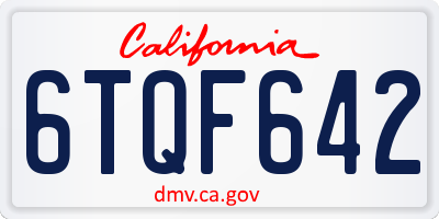 CA license plate 6TQF642