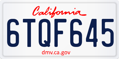 CA license plate 6TQF645