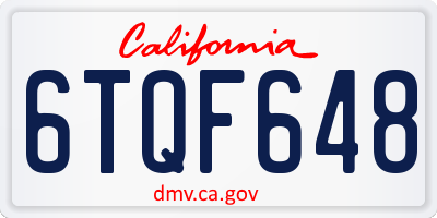 CA license plate 6TQF648