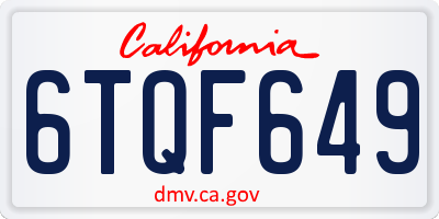 CA license plate 6TQF649