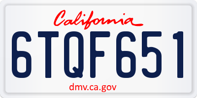 CA license plate 6TQF651