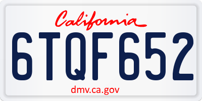 CA license plate 6TQF652