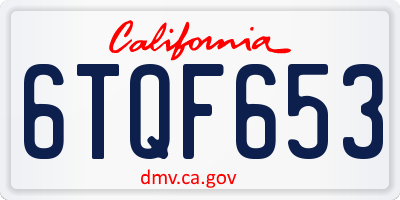 CA license plate 6TQF653