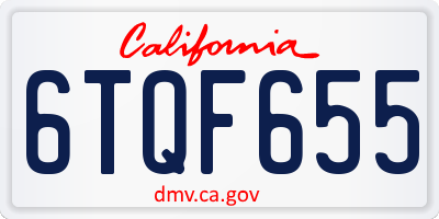 CA license plate 6TQF655