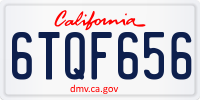 CA license plate 6TQF656