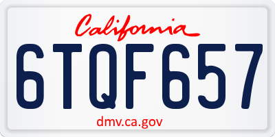 CA license plate 6TQF657