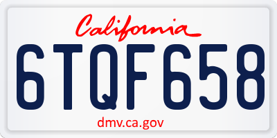 CA license plate 6TQF658