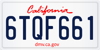 CA license plate 6TQF661