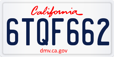 CA license plate 6TQF662