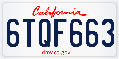 CA license plate 6TQF663