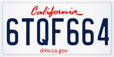 CA license plate 6TQF664