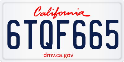 CA license plate 6TQF665