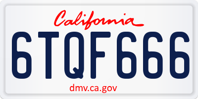 CA license plate 6TQF666