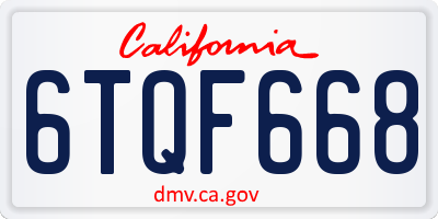 CA license plate 6TQF668