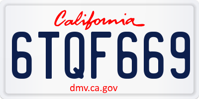 CA license plate 6TQF669