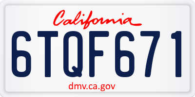 CA license plate 6TQF671