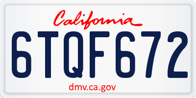 CA license plate 6TQF672