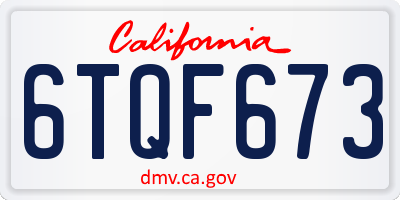 CA license plate 6TQF673