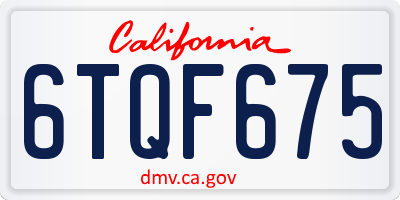 CA license plate 6TQF675