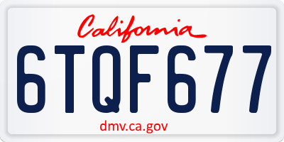 CA license plate 6TQF677