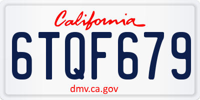 CA license plate 6TQF679