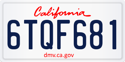 CA license plate 6TQF681