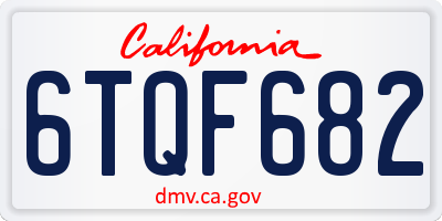 CA license plate 6TQF682