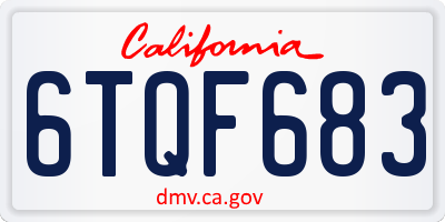 CA license plate 6TQF683