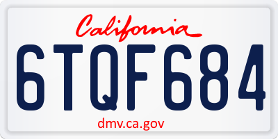 CA license plate 6TQF684