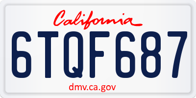 CA license plate 6TQF687