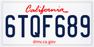 CA license plate 6TQF689