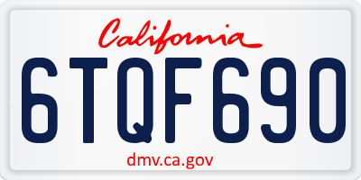 CA license plate 6TQF690