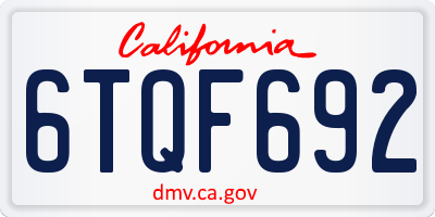 CA license plate 6TQF692