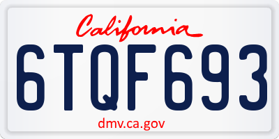 CA license plate 6TQF693