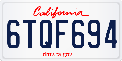 CA license plate 6TQF694