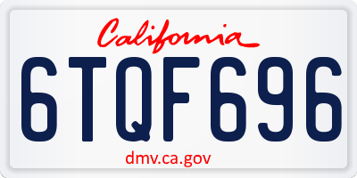 CA license plate 6TQF696