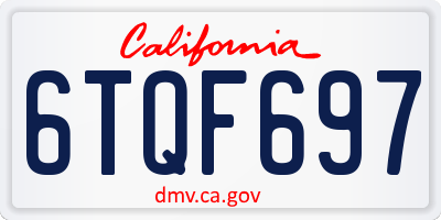 CA license plate 6TQF697