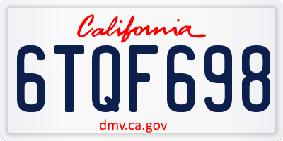 CA license plate 6TQF698