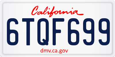 CA license plate 6TQF699