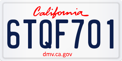 CA license plate 6TQF701