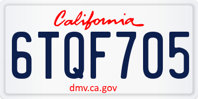 CA license plate 6TQF705