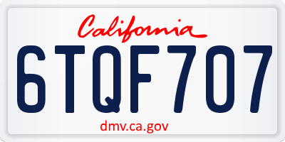 CA license plate 6TQF707